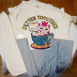New 2pcs set long sleeves top and tights Sz( 6-6x)